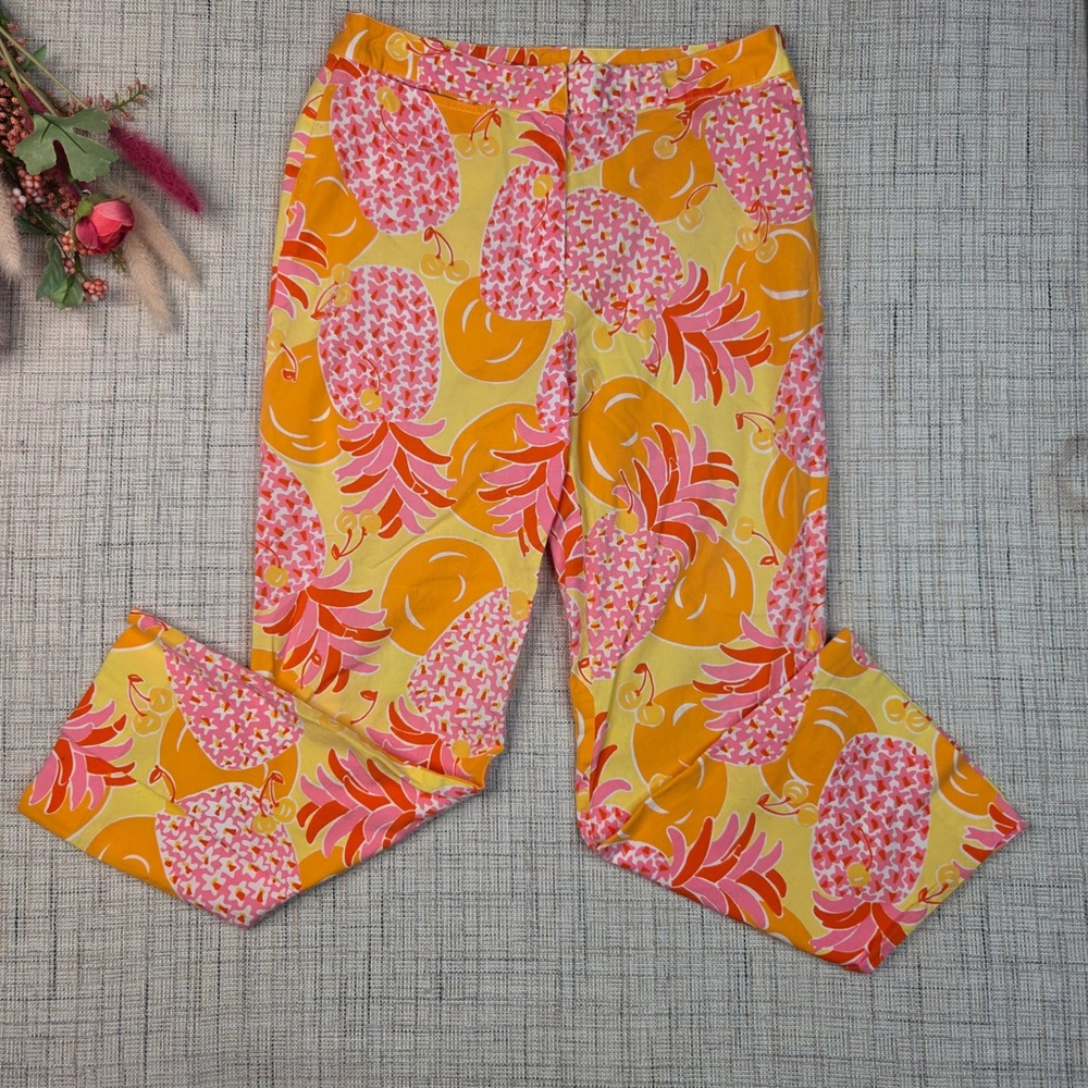 5/$25 Lilly Pulitzer Pink Orange Pineapple Fruit Print Cotton‎ Pants Womens 0